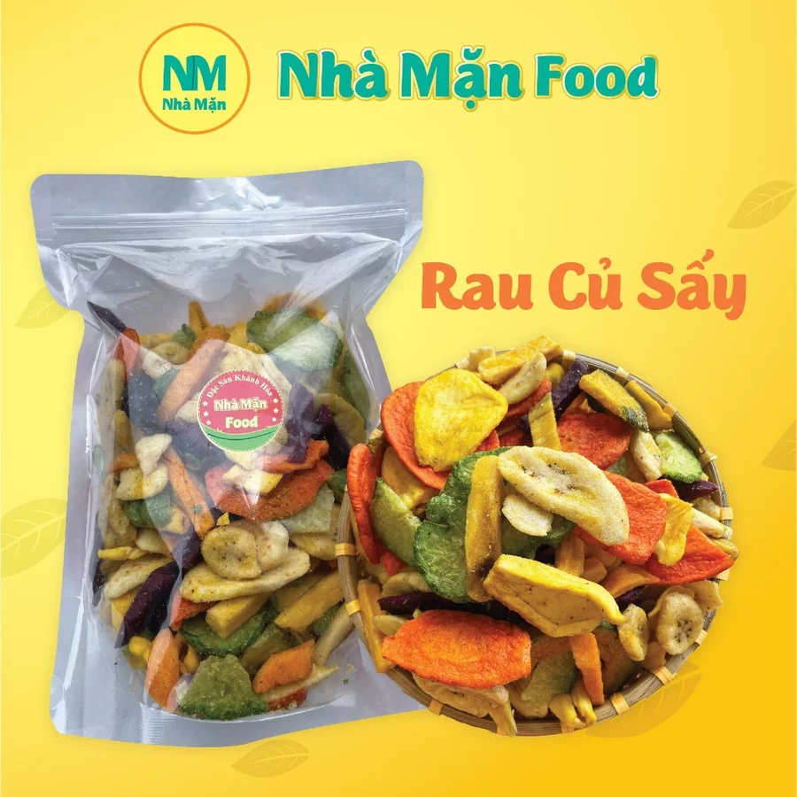 [Nhà Mặn Food] Rau Củ Sấy Giòn Thập Cẩm Snack Túi 500g Ăn Vặt Thức Ăn